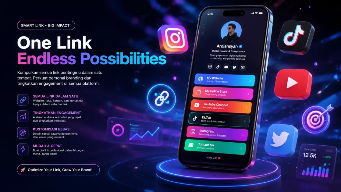 Temukan 10 tools bio link terbaik 2026 untuk content creator dan bisnis. Panduan lengkap fitur, harga, kelebihan dan kekurangan setiap platform.